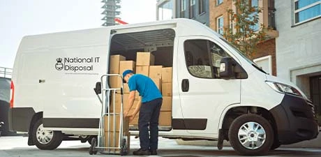 National IT Disposal van being loaded with equipment